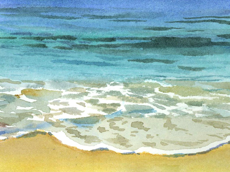 Ocean Water Watercolor Painting